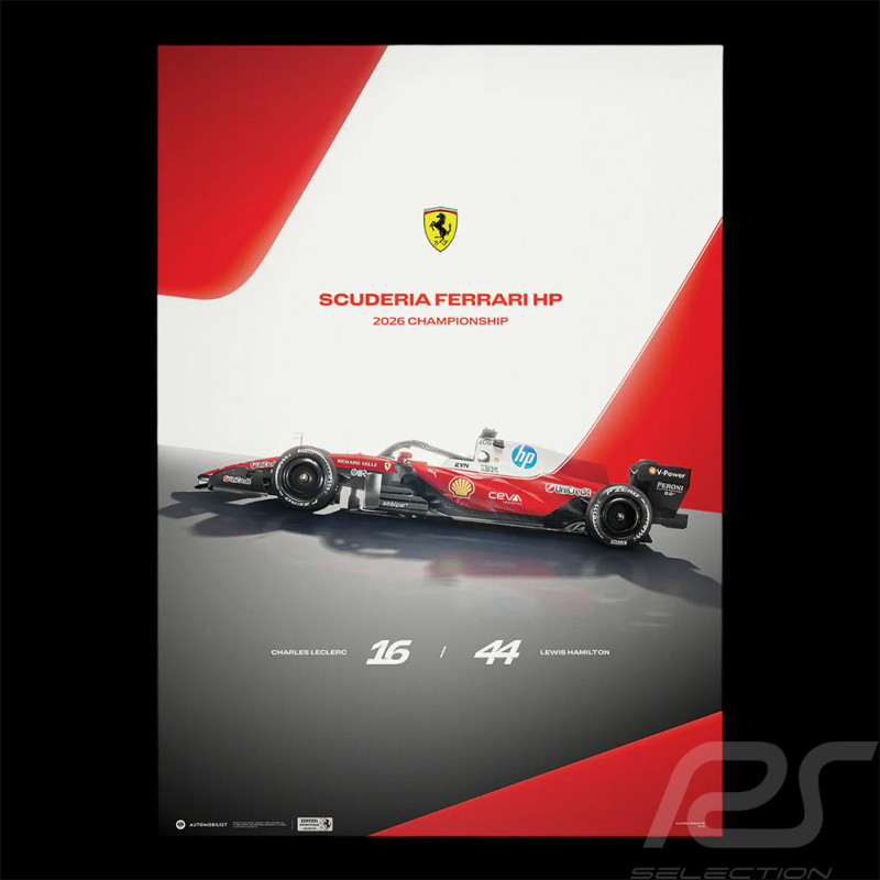 Poster Ferrari SF-26 n° 16 Leclerc / n° 44 Hamilton 2026 F1 50 x 70 cm PROD01005431