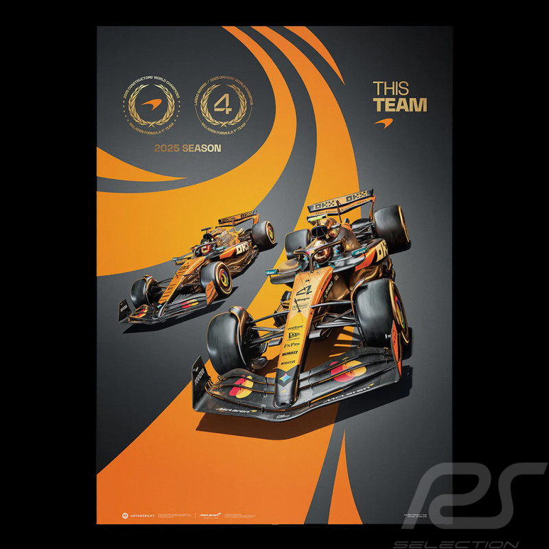 Poster McLaren F1 Team Double Crown Saison 2025 F1 Norris / Piastri 50 x 70 cm PROD01005409