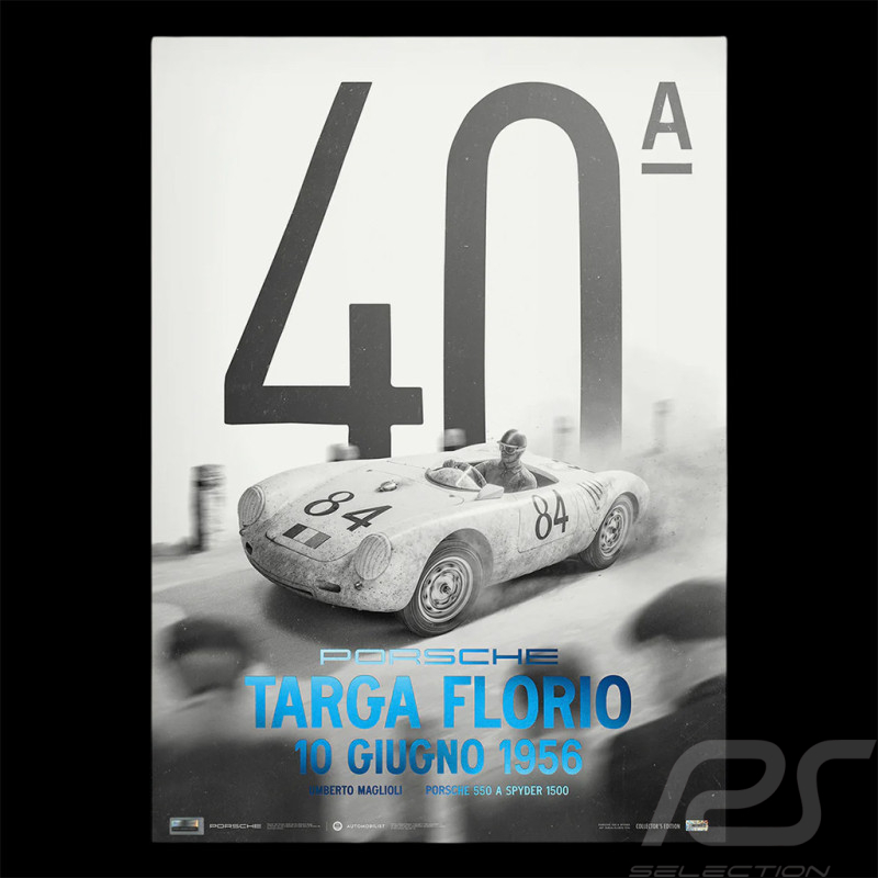 Porsche Poster 550 A Spyder 1500 n° 84 Sieger Targa Florio 1956 50 x 70 cm PROD01005280