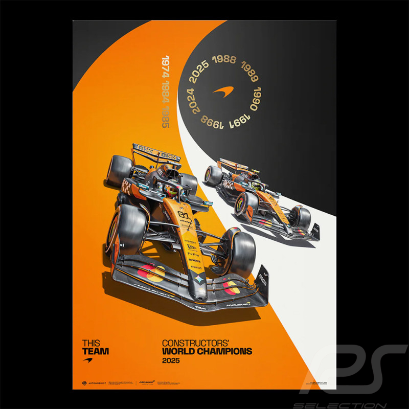 Poster McLaren F1 Team Vainqueur Championnat Constructeur 2025 F1 Norris / Piastri 50 x 70 cm PROD01005321