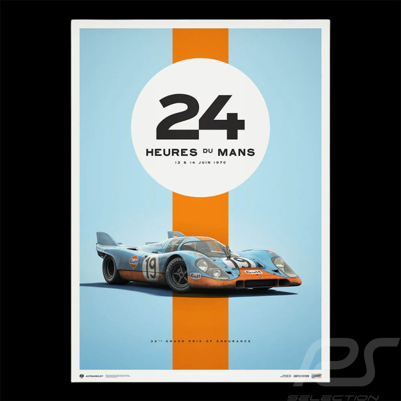 Porsche Poster 917 n° 19 Gulf 24h Le Mans 1970 50 x 70 cm PROD01004971