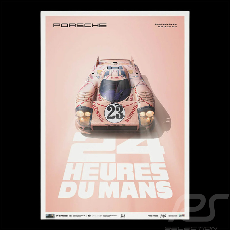 Poster Porsche 917/20 n° 23 Cochon Rose 24h Le Mans 1971 50 x 70 cm PROD01004972