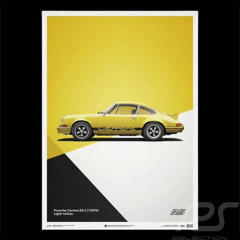 Porsche Poster 911 Carrera RS 2.7 1973 Gelb 50 x 70 cm PROD01000116