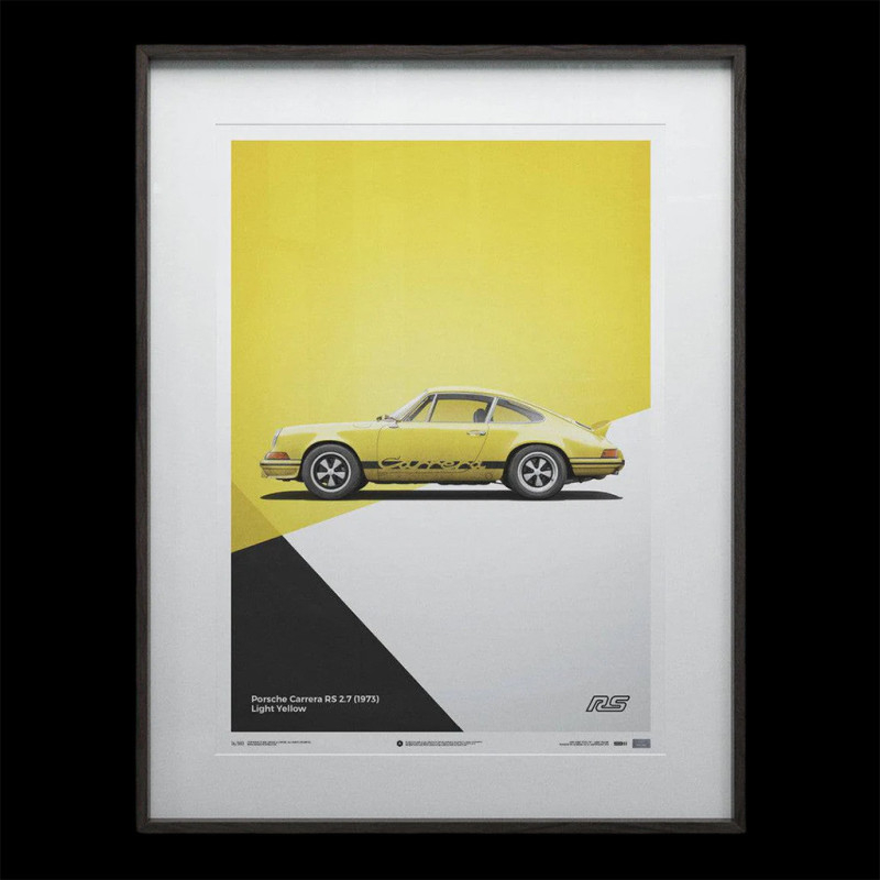 Porsche Poster 911 Carrera RS 2.7 1973 Yellow / Black Stripes 50 x
