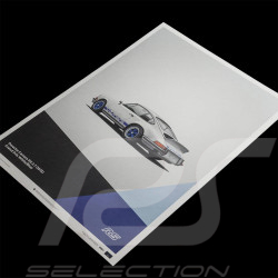 Porsche Poster 911 Carrera RS 2.7 1973 White Grand Prix / Blue Stripes 50 x 70 cm PROD01000115