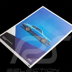 Poster Porsche 911 Carrera RS 2.7 1973 Bleu Glacier / Bandes Noires 50 x 70 cm PROD01000109