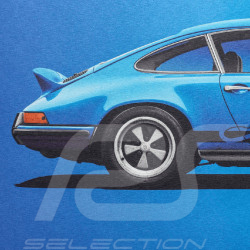 Porsche Poster 911 Carrera RS 2.7 1973 Gletscherblau / Schwarze Streifen 50 x 70 cm PROD01000109