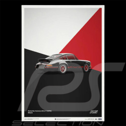 Poster Porsche 911 Carrera RS 2.7 1973 Noir / Bandes Rouges 50 x 70 cm PROD01000107