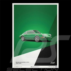 Poster Porsche 911 Carrera RS 2.7 1973 Vert Vipère / Bandes Noires 40 x 50 cm PROD01003986