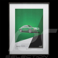 Poster Porsche 911 Carrera RS 2.7 1973 Vert Vipère / Bandes Noires 40 x 50 cm PROD01003986