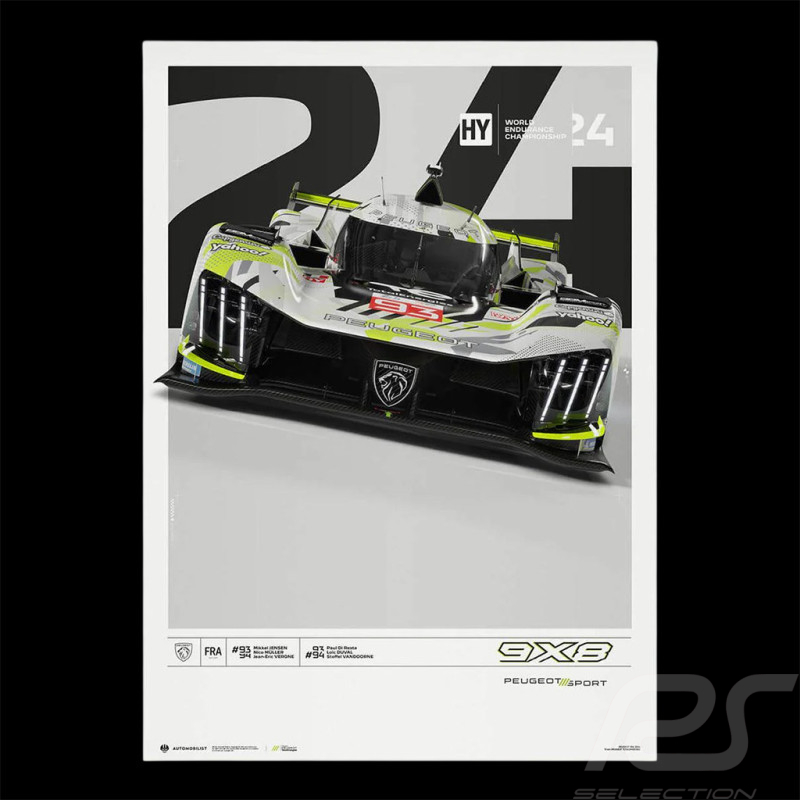Poster Peugeot 9X8 n° 93 24h Le Mans 2024 50 x 70 cm PROD01004964