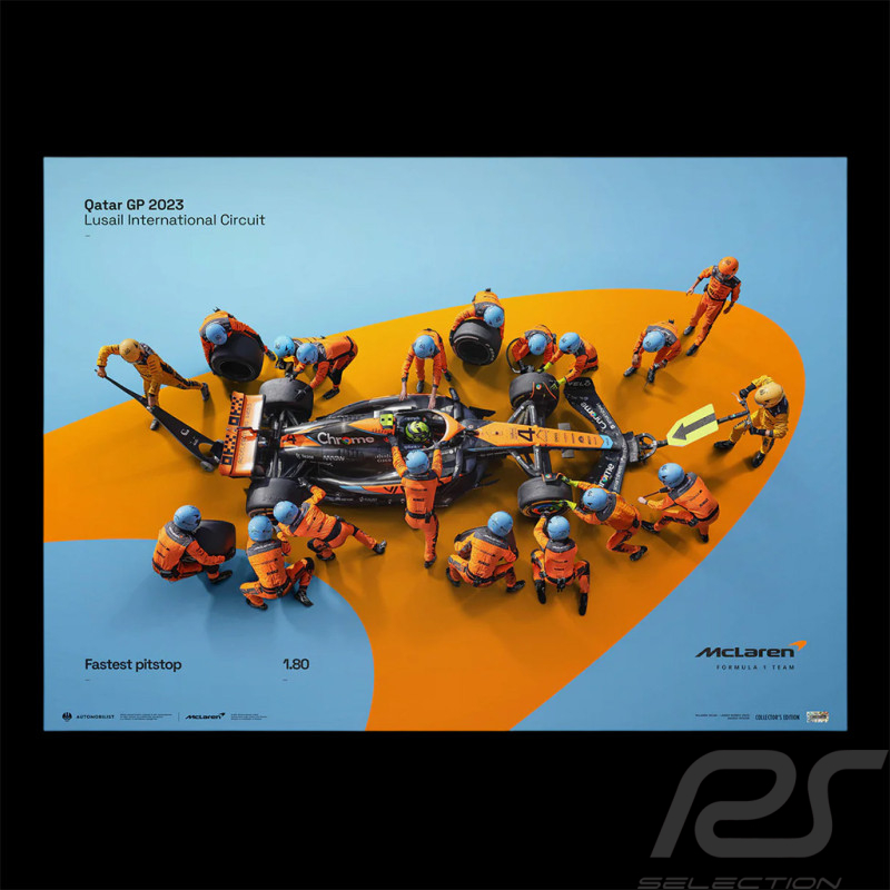 Poster McLaren F1 Team Record du Monde Pit Stop F1 2023 Lando Norris n° 4 70 x 50 cm PROD01004857