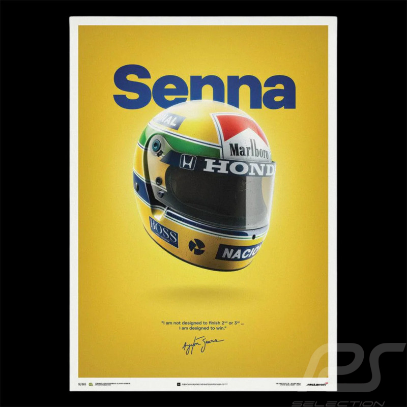 McLaren Poster MP4/4 Ayrton Senna Helmet San Marino GP 1988 F1 50 x 70 cm PROD01000093