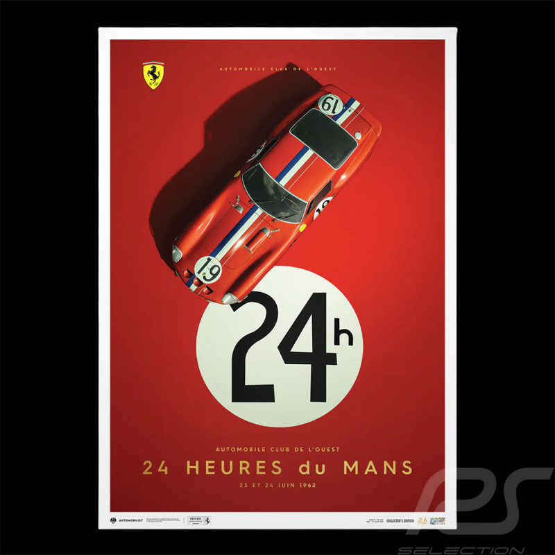 Poster Ferrari 250 GTO n° 19 24h Le Mans 1962 50 x 70 cm PROD01000792