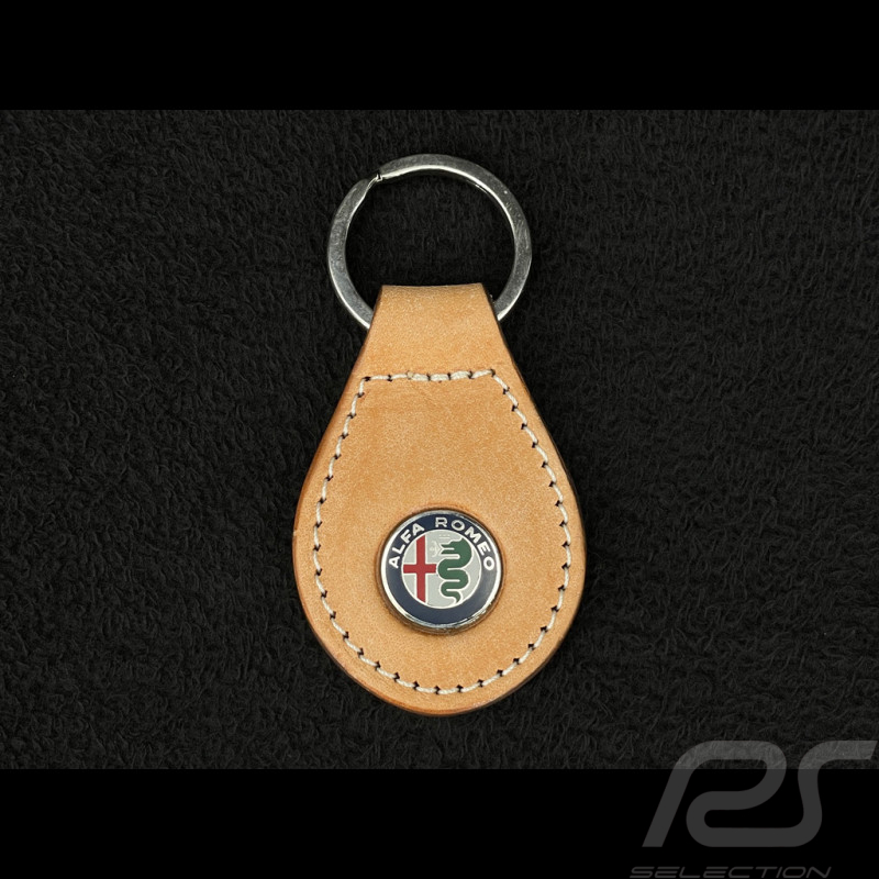Alfa Romeo Schlüsselanhänger Leder Beige
