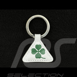 Alfa Romeo Schlüsselanhänger Kleeblatt Leder Weiß / Grün