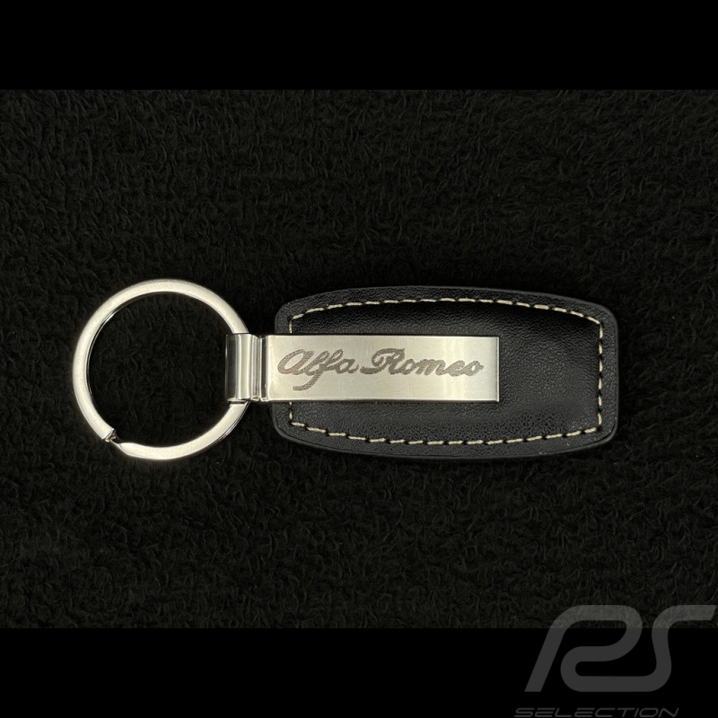 Porte-clés Alfa Romeo Cuir / Chome Noir