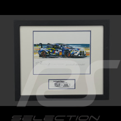 BMW Rahmen M4 GT3LM n° 46 24h Le Mans 2024 Maestro Valentino Schwarzer Holzrahmen mit Skizze 25 x 30 cm - Uli Ehret