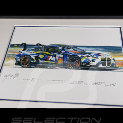 BMW Frame M4 GT3LM n° 46 24h Le Mans 2024 Maestro Valentino Black Wooden Frame with Sketch 25 x 30 cm - Uli Ehret