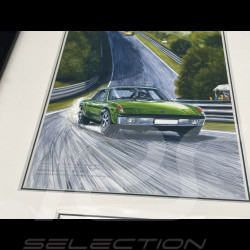 Porsche Frame 914 Nürburgring Black Wooden Frame with Sketch 25 x 30 cm - Uli Ehret