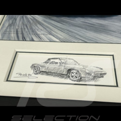 Porsche Frame 914 Nürburgring Black Wooden Frame with Sketch 25 x 30 cm - Uli Ehret