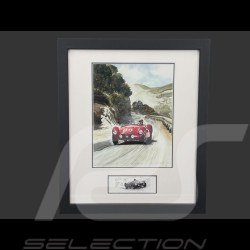 Maserati Frame A6 GCS n° 66 Juan Manuel Fangio Targa Florio 1953 Black Wooden Frame with Sketch 25 x 30 cm - Uli Ehret