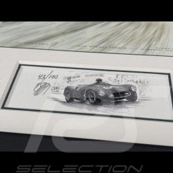 Cadre Maserati A6 GCS n° 66 Juan Manuel Fangio Targa Florio 1953 Cadre en Bois Noir avec esquisse 25 x 30 cm - Uli Ehret