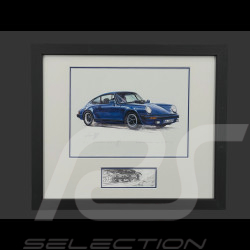 Porsche Frame 911 Carrera G-SC 3.2 Black Wooden Frame with Sketch 25 x 30 cm - Uli Ehret