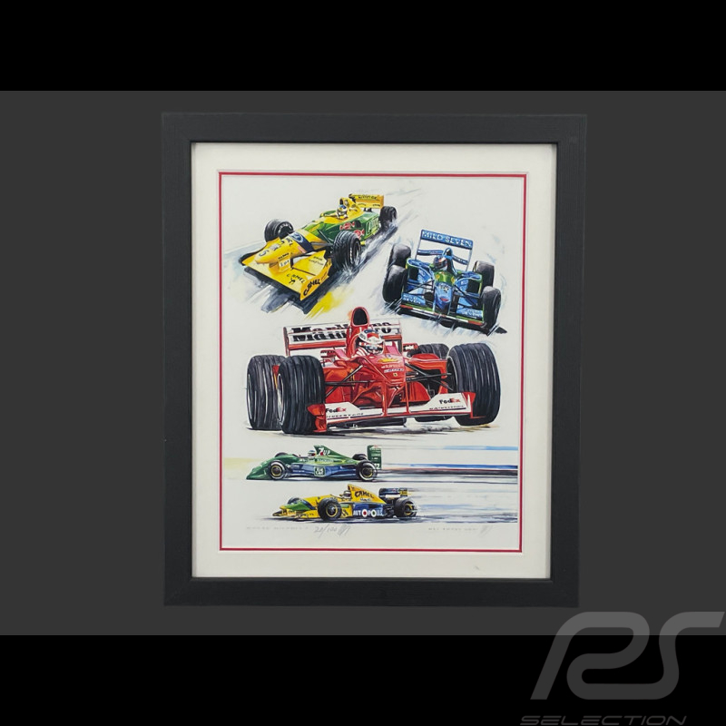Michael Schumacher Rahmen F1 Schwarzer Holzrahmen 25 x 30 cm - Uli Ehret