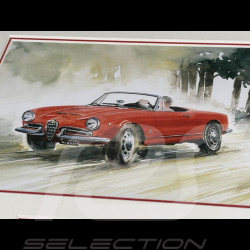 Alfa Romeo Frame Giulia Spider Black Wooden Frame with Sketch 25 x 30 cm - Uli Ehret