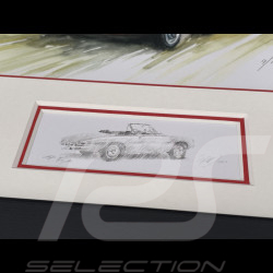Alfa Romeo Rahmen Duetto Spider Schwarzer Holzrahmen mit Skizze 25 x 30 cm - Uli Ehret