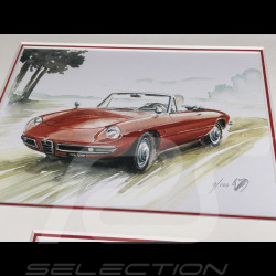 Alfa Romeo Frame Duetto Spider Black Wooden Frame with Sketch 25 x 30 cm - Uli Ehret