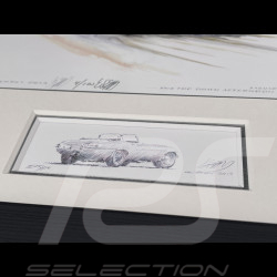 Jaguar Frame E-Type Series 1 Convertible 1963 Black Wooden Frame with Sketch 25 x 30 cm - Uli Ehret