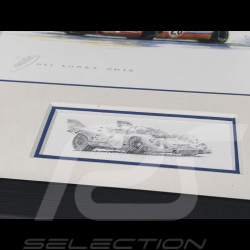 Porsche Frame 917 K n° 20 Gulf 24h Le Mans 1970 The Ghosts of Le Mans Black Wooden Frame with Sketch 25 x 30 cm - Uli Ehret