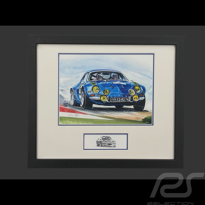 Cadre Alpine A110 n° 5 Rallye Cadre en Bois Noir avec esquisse 25 x 30 cm - Uli Ehret