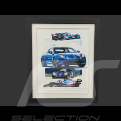 Cadre Alpine A110 / A521 F1 / A480 LMP1 n° 36 / A424 n° 36 L'Histoire Alpine Cadre en Bois Noir 25 x 30 cm - Uli Ehret