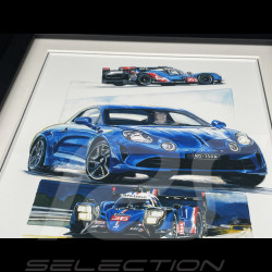 Alpine Rahmen A110 / A521 F1 / A480 LMP1 n° 36 / A424 n° 36 Alpine Geschichte Schwarzer Holzrahmen 25 x 30 cm - Uli Ehret