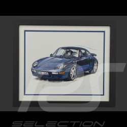 Cadre Porsche 911 Turbo Type 964 Cadre en Bois Noir 25 x 30 cm - Uli Ehret