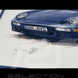 Cadre Porsche 911 Turbo Type 964 Cadre en Bois Noir 25 x 30 cm - Uli Ehret