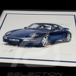 Porsche Frame 911 Turbo Type 964 Black Wooden Frame 25 x 30 cm - Uli Ehret