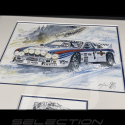 Lancia Rahmen 037 n° 1 Martini Schwarzer Holzrahmen mit Skizze 25 x 30 cm - Uli Ehret