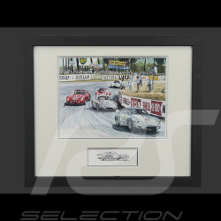 Cadre Ferrari 250 GTO / Porsche 356B GTL Abarth / Maserati Tipo 151 Cadre en Bois Noir avec esquisse 25 x 30 cm - Uli Ehret