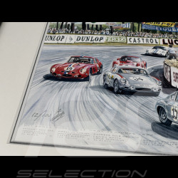 Cadre Ferrari 250 GTO / Porsche 356B GTL Abarth / Maserati Tipo 151 Cadre en Bois Noir avec esquisse 25 x 30 cm - Uli Ehret
