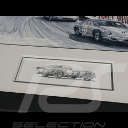 Cadre Ferrari 250 GTO / Porsche 356B GTL Abarth / Maserati Tipo 151 Cadre en Bois Noir avec esquisse 25 x 30 cm - Uli Ehret