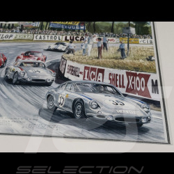 Ferrari Frame 250 GTO / Porsche 356B GTL Abarth / Maserati Tipo 151 Black Wooden Frame with Sketch 25 x 30 cm - Uli Ehret