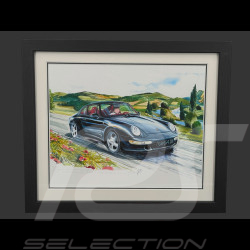 Cadre Porsche 911 Carrera Type 993 Noire Cadre en Bois Noir 25 x 30 cm - Uli Ehret