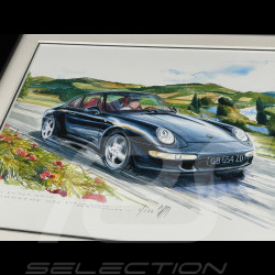 Porsche Rahmen 911 Carrera Typ 993 Schwarz Schwarzer Holzrahmen 25 x 30 cm - Uli Ehret