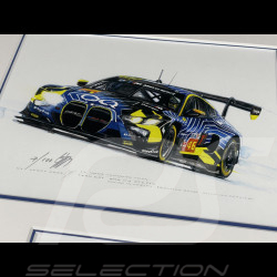Cadre BMW M4 GT3 Evo n° 46 24h Le Mans 2025 Cadre en Bois Noir avec esquisse 25 x 30 cm - Uli Ehret