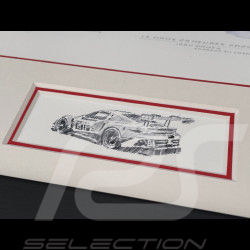 Porsche Rahmen 911 RSR Typ 991 n° 85 Iron Dames 24h Le Mans 2025 Schwarzer Holzrahmen mit Skizze 25 x 30 cm - Uli Ehret