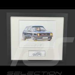 Volkswagen Frame Golf GTI Black Black Wooden Frame with Sketch 25 x 30 cm - Uli Ehret
